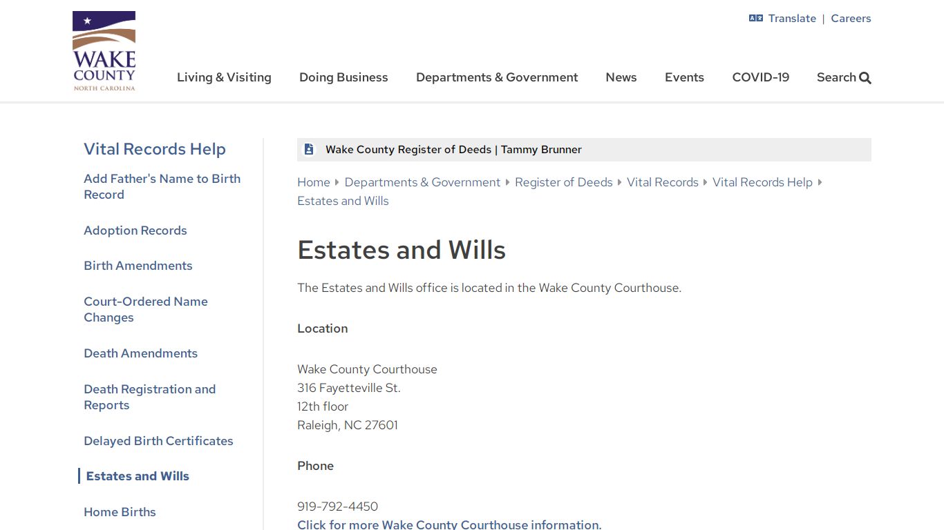 Estates and Wills - Wake County Government