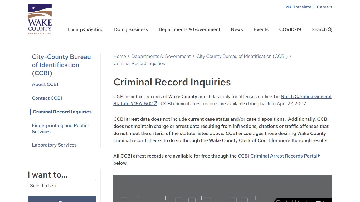 Criminal Record Inquiries | Wake County Government