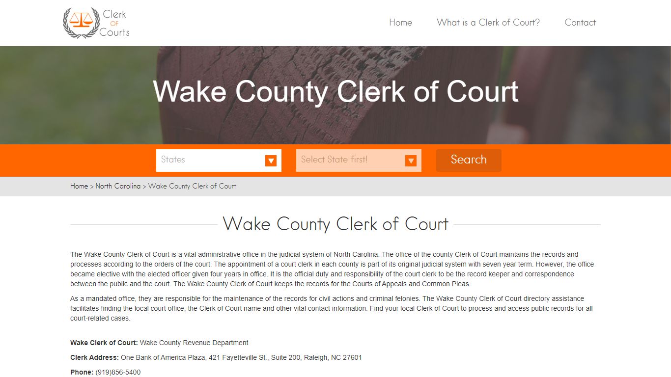 Find Your Wake County Clerk of Courts in NC - clerk-of ...